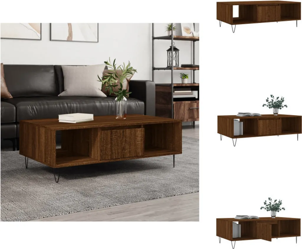Tavolino da Caffè vidaXL 104x60 cm Rovere Marrone - Stile Moderno