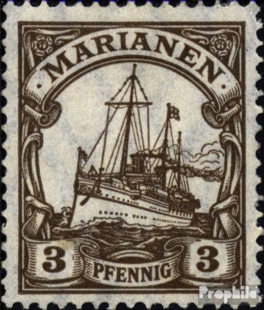 Briefmarken Marianen (Dt. Kolonie) 1919 Mi 20 mit Falz Schiff Kaiseryacht Hohenzollern
