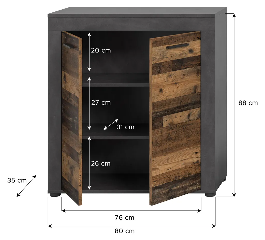 Buffet bas Jam 2 portes finition chêne naturel haute qualité robuste - 4