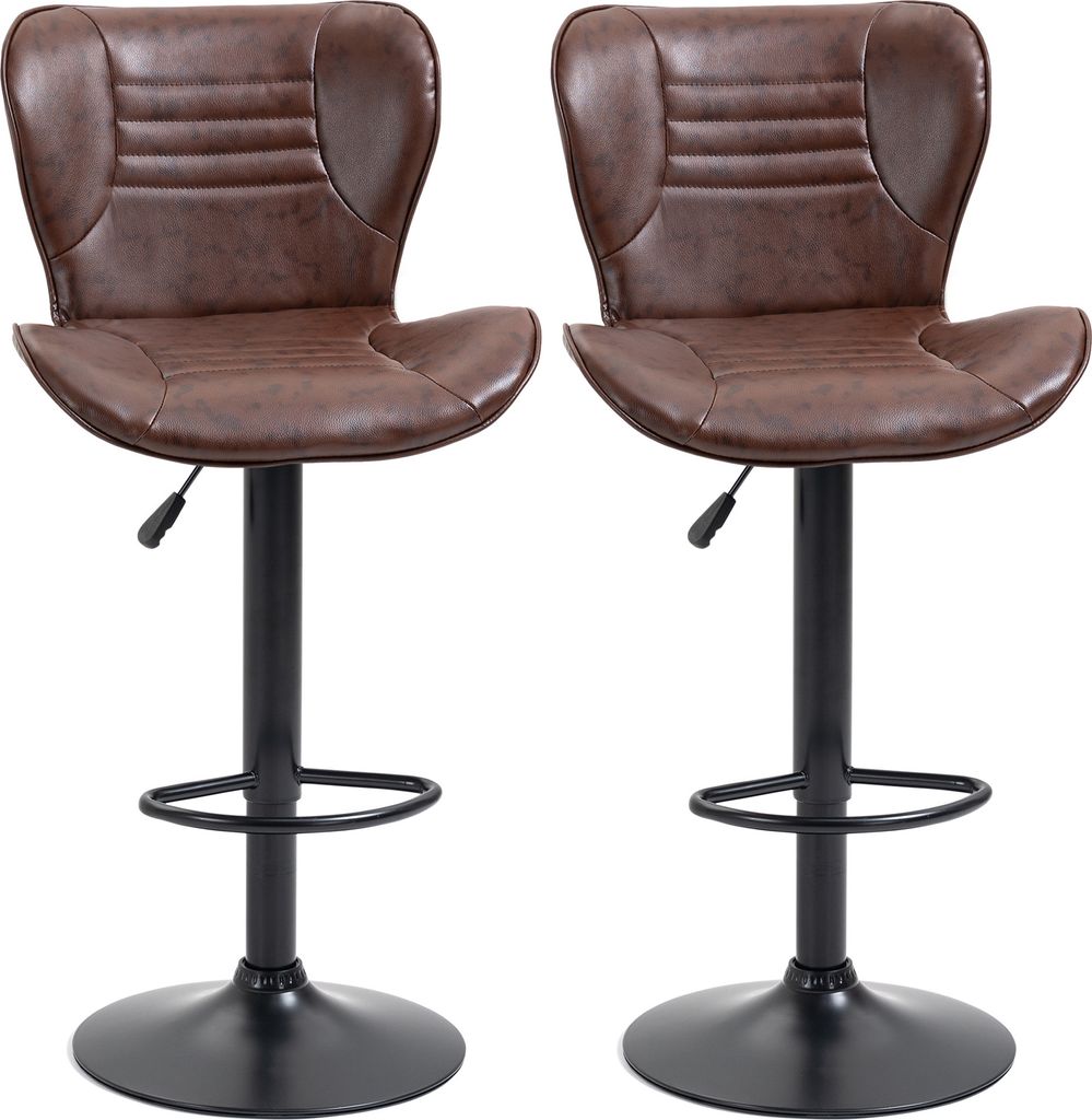 HOMCOM 2er-Set Barhocker, gepolstert mit Kunstleder, hohe Produktbild 
