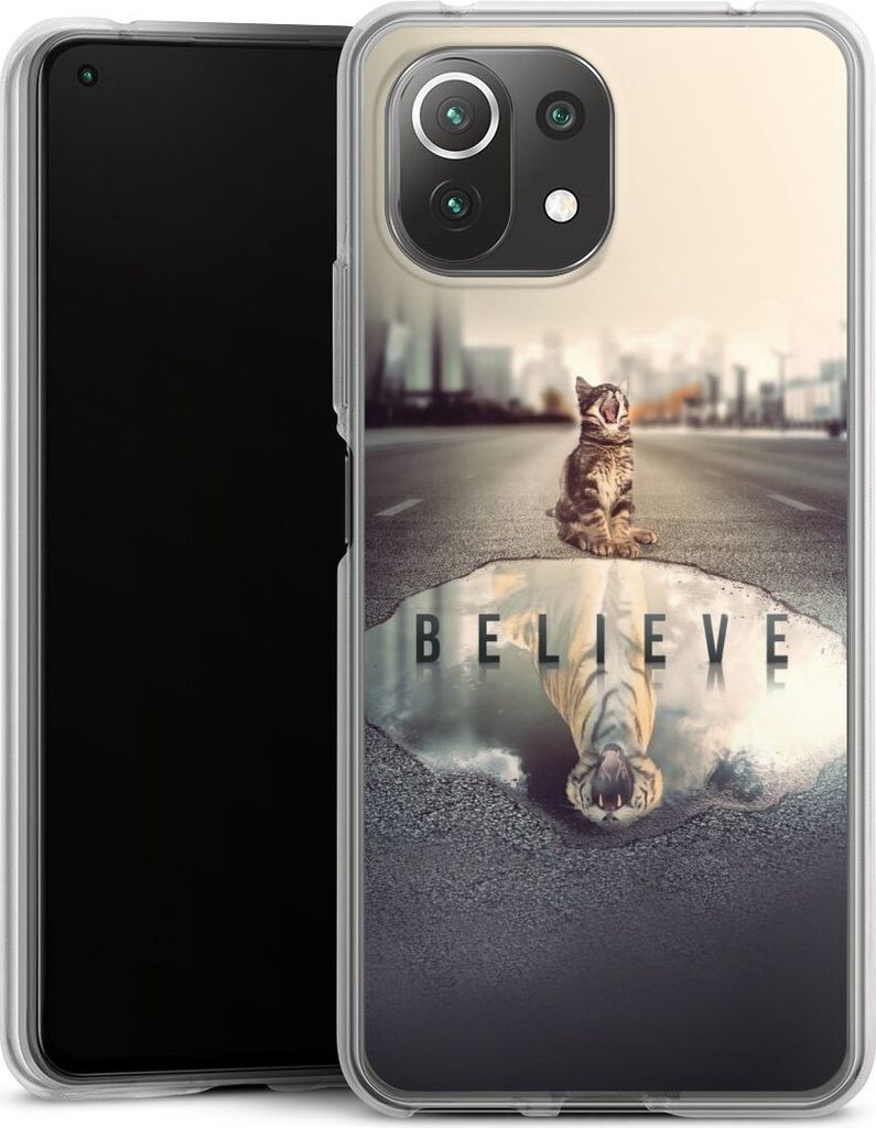 DeinDesign Handyhülle für Xiaomi Mi 11 Lite Silikon Hülle Case Smartphone Schutzhülle Motivation Tiere Tiger
