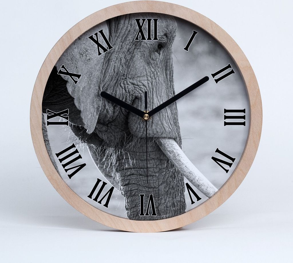 Holzuhr 30fi cm wanduhr - schwarze Spitzen - Große römische Uhr Elefant
