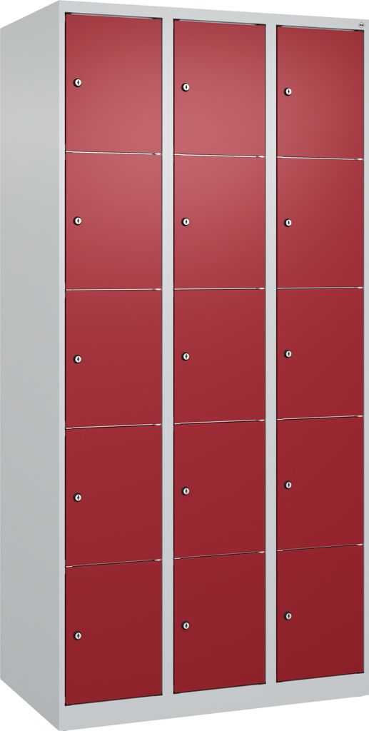 CP Schließfachschrank Classic Plus lichtgrau, rubinrot 080000-305 S10001, 15 Schließfächer 90,0 x 50,0 x 185,0 cm