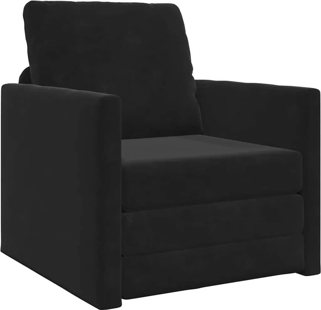 Divano Letto Nero vidaXL 74x77x81 cm Velluto | Salvaspazio Moderno