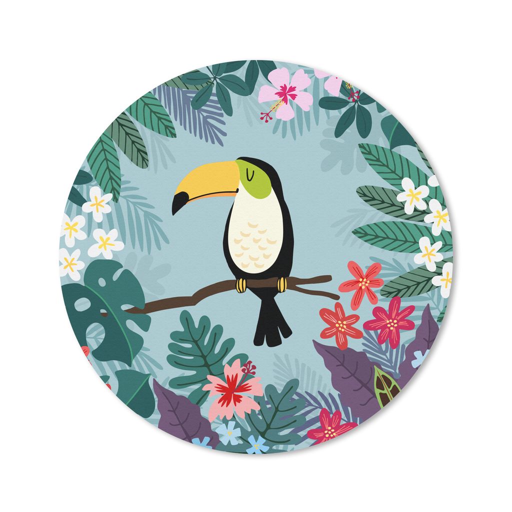 MuchoWow Mauspad Mousepad Tukan - Pflanzen - Kinder - Tiere - Kinder 30x30 cm - Mousepads - Maus Mat - Pad - Mausunterlage - Tischunterlage - Sch...