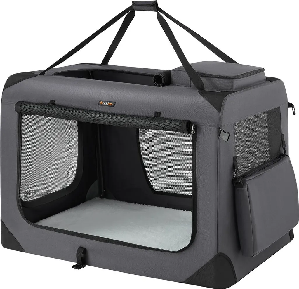 Cage de transport pliable pour chien en métal gris robuste taille L