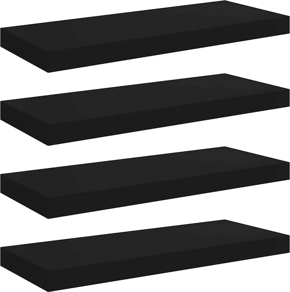 vidaXL Mensole Sospese 4 Pz Nero 60x23,5x3,8cm MDF | Arredo Design