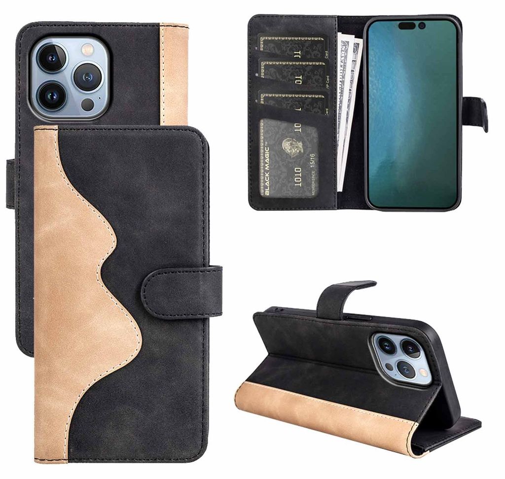 Für Apple iPhone 14 Pro Max Design Handy Tasche Schwarz Produktbild 