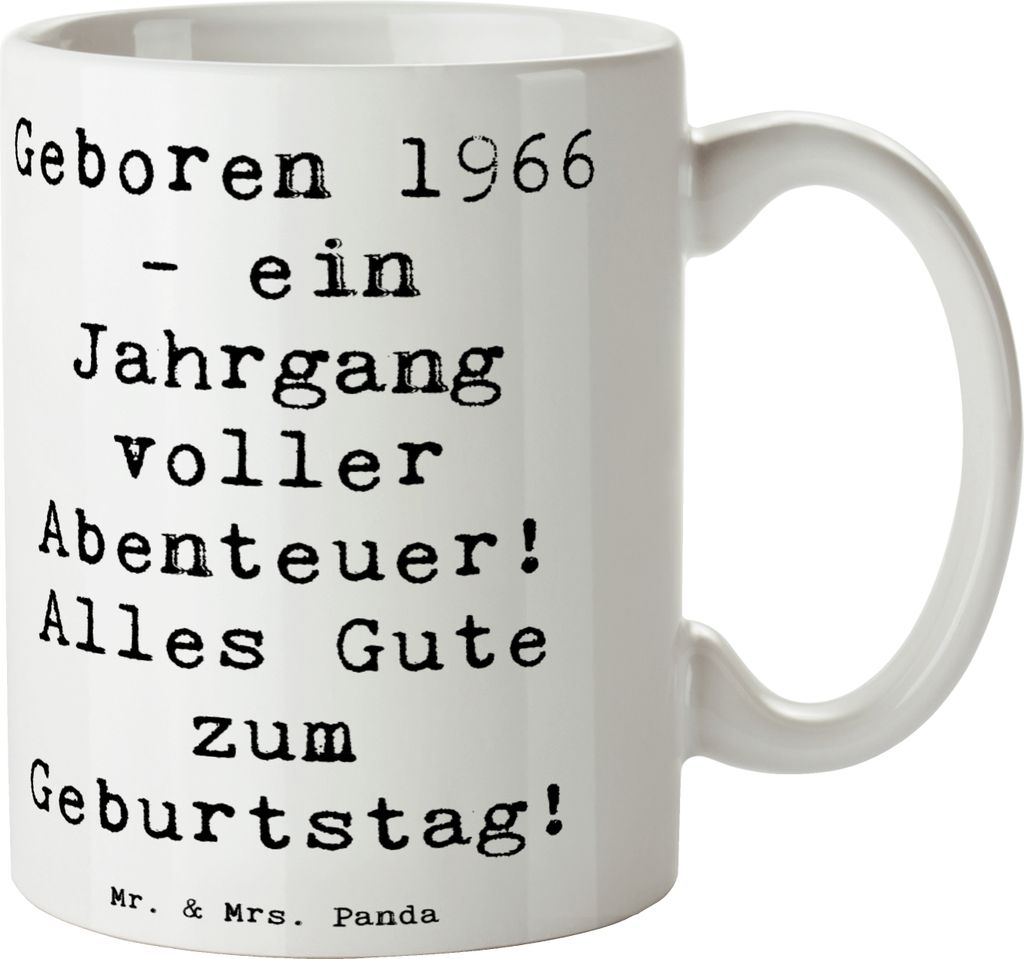 Mr. & Mrs. Panda Kaffeebecher Spruch 1966 Geburtstag Abenteuer - Weiß - Geschenk, Jubiläum, Jahrgang, Kaffeetasse, Happy Birthday, schöne tasse,...
