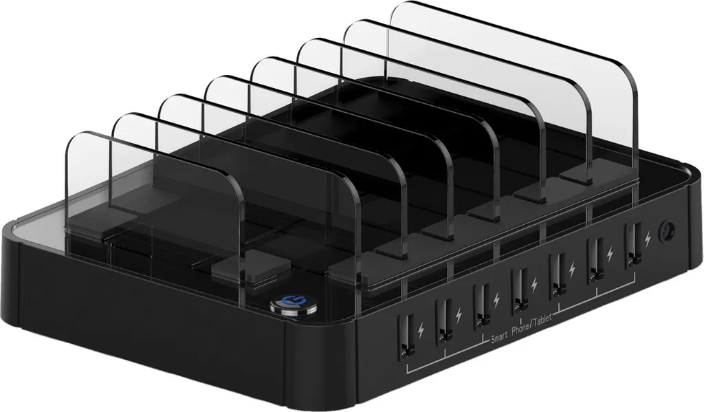 ROLINE Station de recharge USB 7 ports 56W avec compartiments - Noir