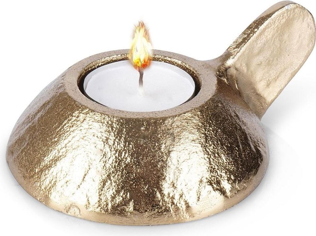 Elegante goldene Kerzenlaterne aus Aluminium für Teelichter