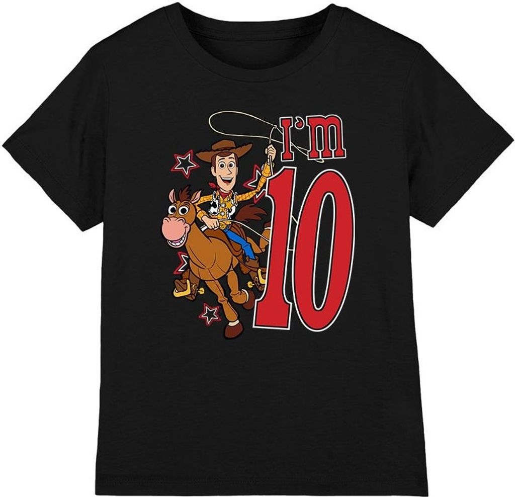 Toy Story - "I'm 10" T-Shirt für Kinder - Geburtstag TV3523 (128) (Schwarz)