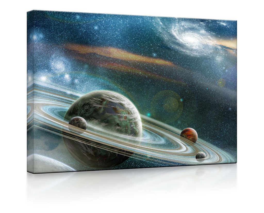 lightbox multicolor | LED Wandbilder | Planet mit Ringsystem | 60x40 cm | front lighted
