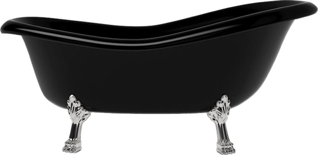 Casa Padrino Jugendstil Badewanne Schwarz / Silber 168 cm - Freistehende Retro Stil Badewanne