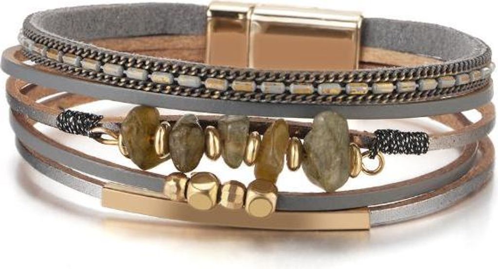 Damen-Lederarmband mit Tigeraugenstein Czary