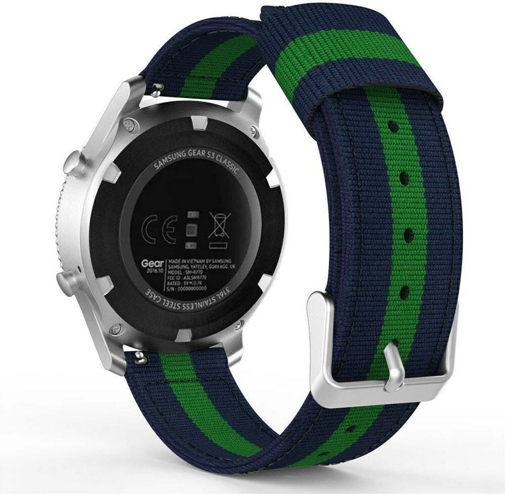 SYSTEM-S Armband 20 mm aus Nylon für Samsung Galaxy Watch 4 Smartwatch in Blau Grün