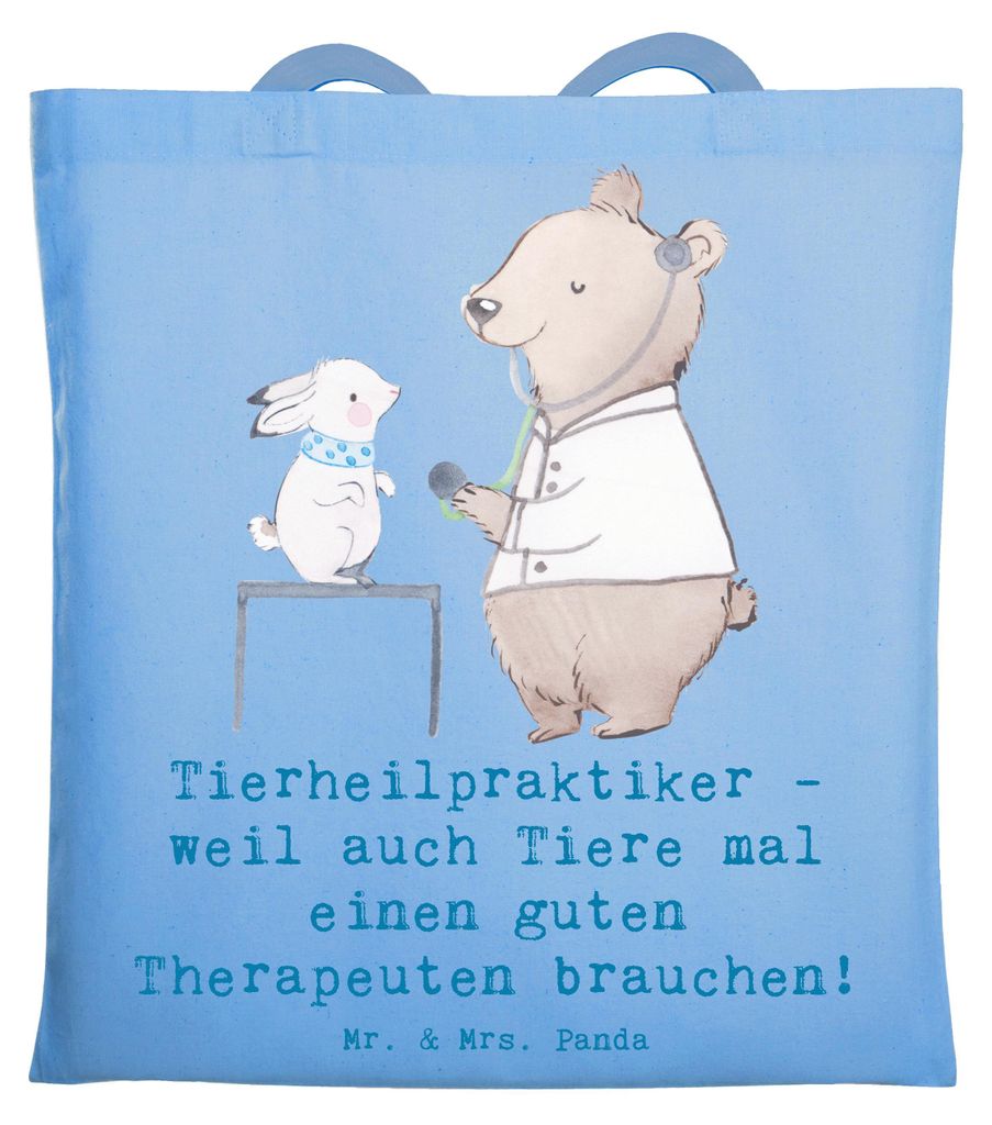 Mr. & Mrs. Panda Baumwolltasche Tierheilpraktiker - Sky Blue - Geschenk, personalisierte Geschenke, totebag, Tragetasche, Tierheilpraxis, Tierwohl,...