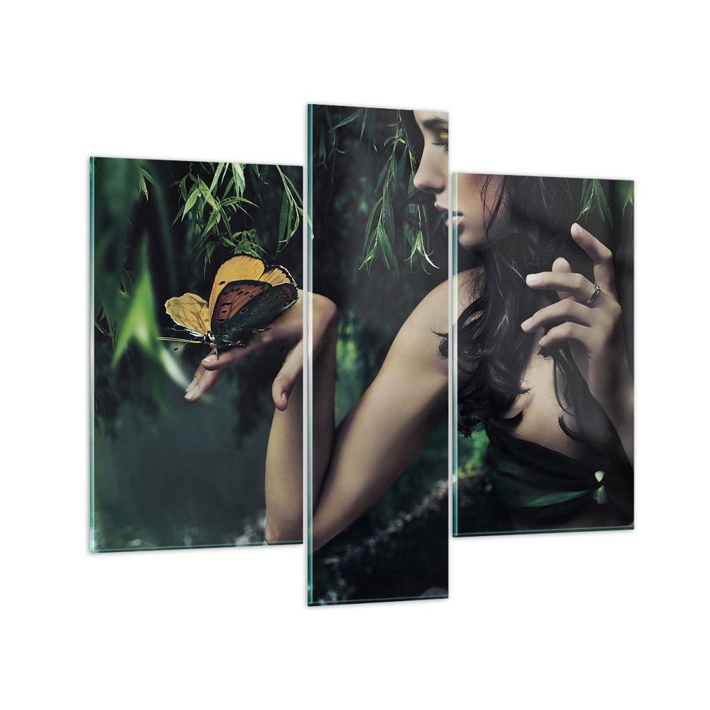 Bilder auf glas - Körper Kosmetik Mode Schmetterling - 95x80cm - Glasbilder - Wandbilder - Kunstdruck - zum Aufhängen bereit - Wanddekoration aus...
