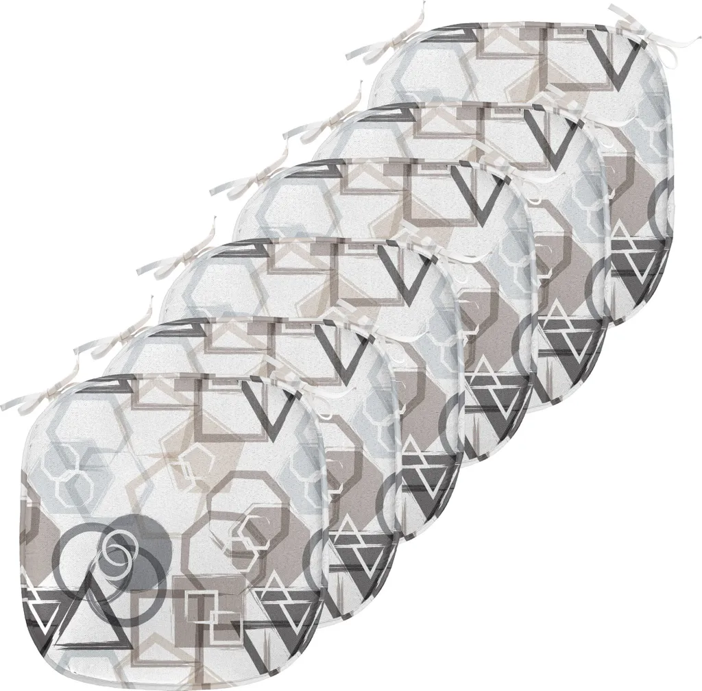 Coussin de Chaise Imperméable 40 cm Gris Noir - Lot de 6 Haute Qualité