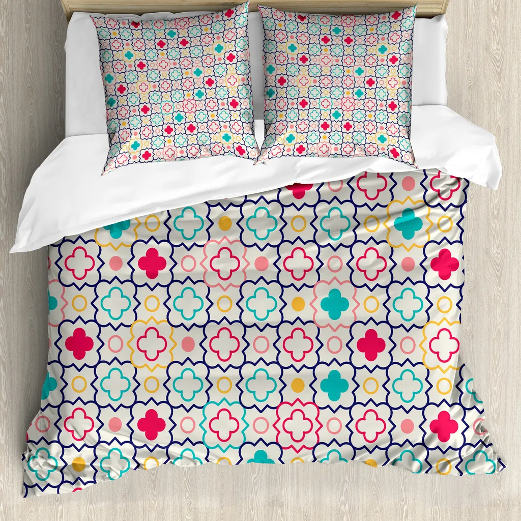 Copripiumino Quatrefoil Blu Verde ABAKUHAUS 155x220 Relax Totale