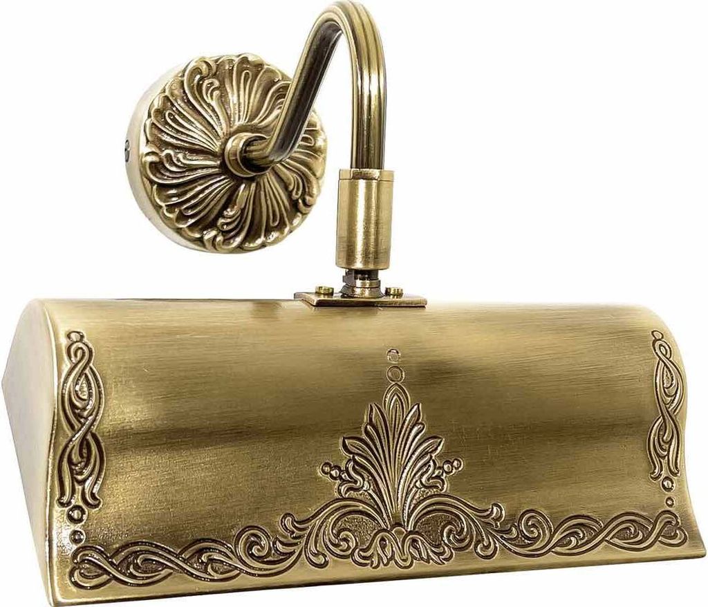 Bilderleuchte Echt-Messing E14 B: 19,5 cm in Bronze hell glänzend Jugendstil