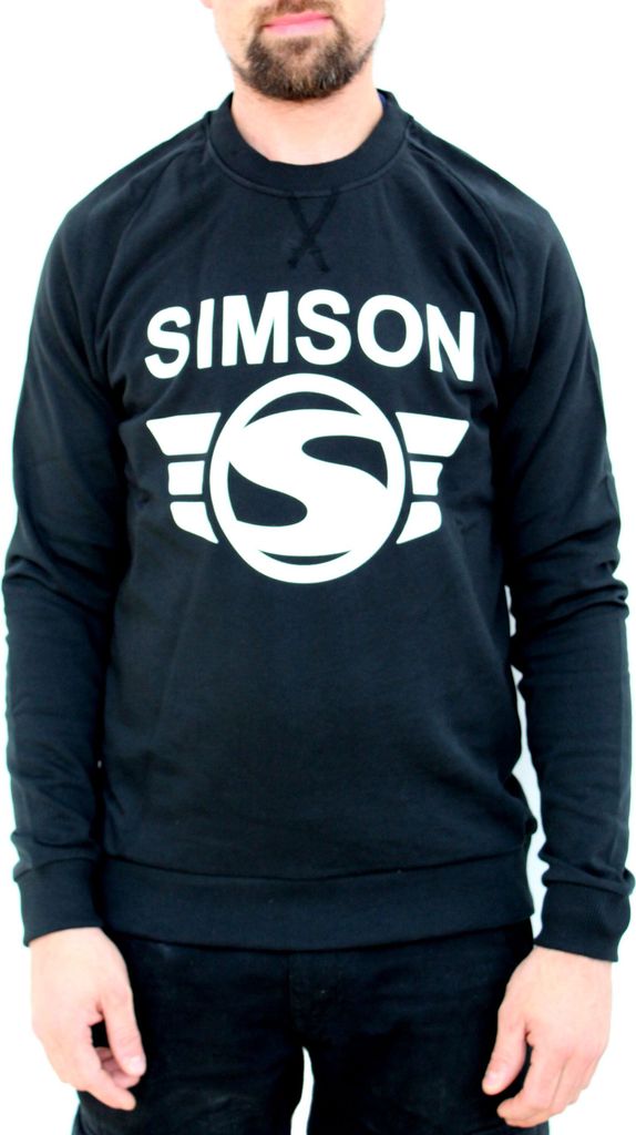 Simson Sweatshirt, schwarz mit Logo, 100% Baumwolle, original MZA Fan-Artikel, Größen: XS bis XXXL, Größe:M