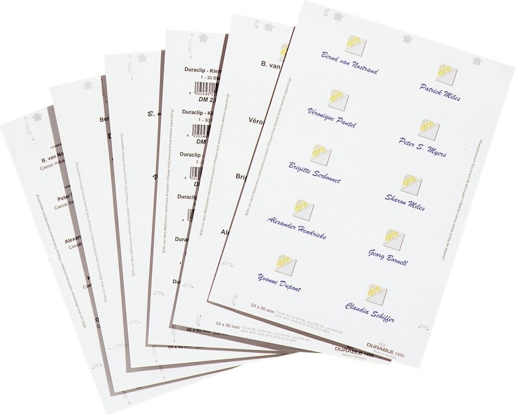 Einsteckschilder 30x60mm 20 Bogen (540 Schilder) weiß Packung mit 10 Stück