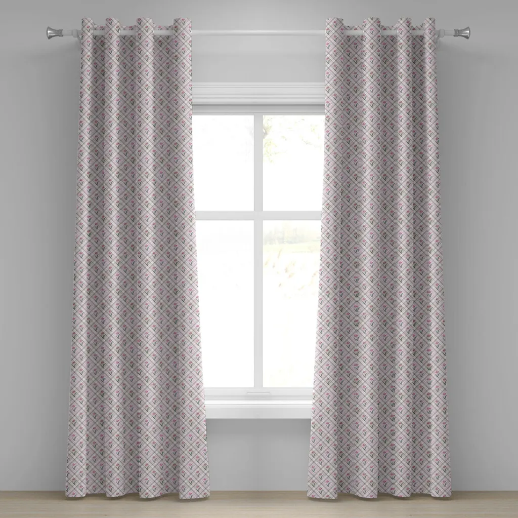 Rideau à œillets à carreaux ABAKUHAUS 280x175 cm Mauve Rose Vert Forêt