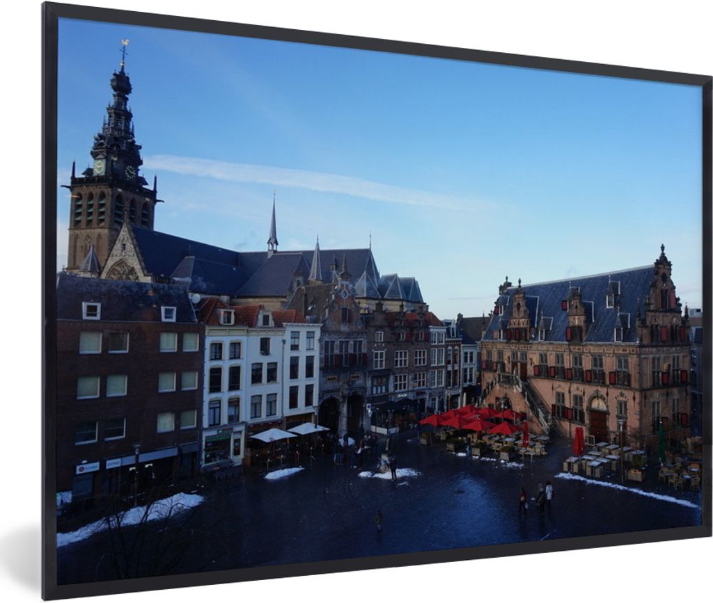 MuchoWow MuchoWow Gerahmtes Poster Markt - Nijmegen - Niederlande 60x40 cm - Poster mit zchwarzem Bilderrahmen - Printing - Wanddeko Schlafzimmer
