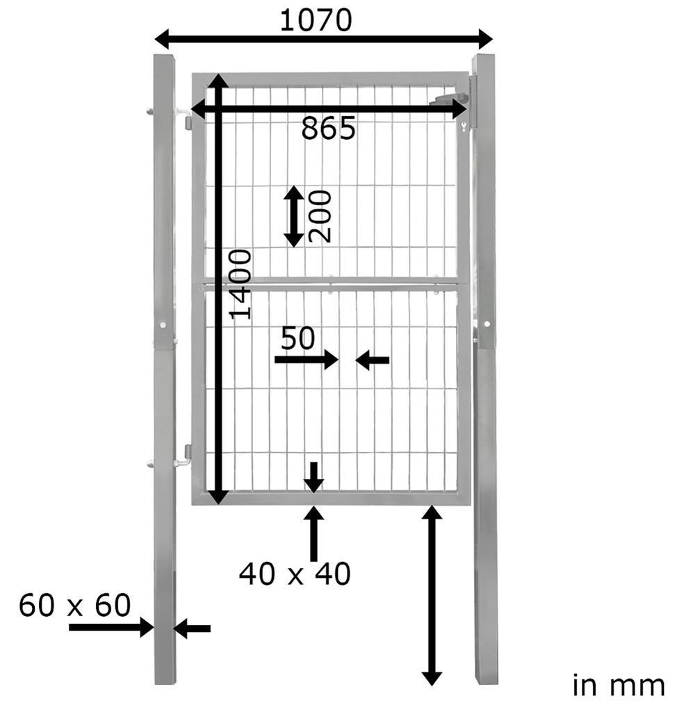 Gartentor Tor für Gartenzaun Zaun 140 cm hoch Gartentür aus Produktbild 