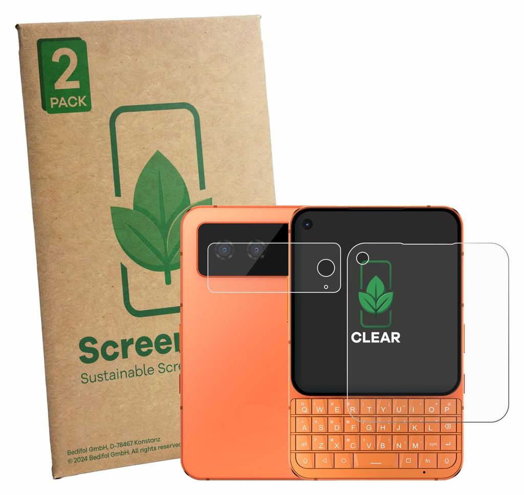 2x ScreenLeaf Schutzfolie für Unihertz Titan 2 Elite (Display+Kamera) nachhaltiger Displayschutz Display Schutz Folie Klar Transparent