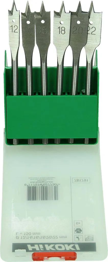 Set di punte piatte per legno Hikoki 781791 Punte piatte per tutti i tipi di legno, punta centrale, set di 6 pezzi