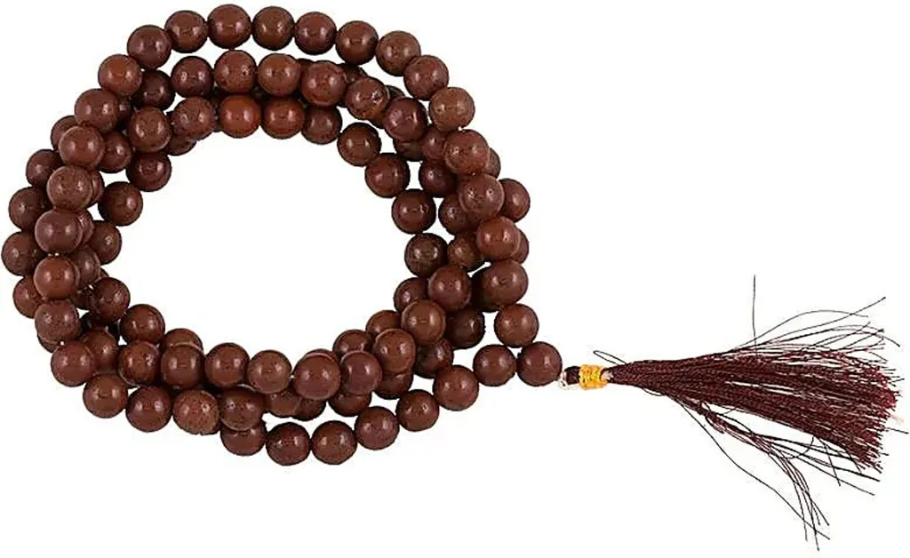 Chapelet Bouddhiste Mala Jaspe Rouge - 108 Perles de Méditation en Pierre