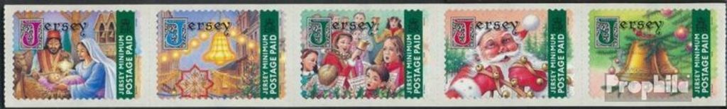 Briefmarken GB - Jersey 2003 Mi 1002III-1006III Fünferstreifen (kompl.Ausg.) postfrisch Weihnachten