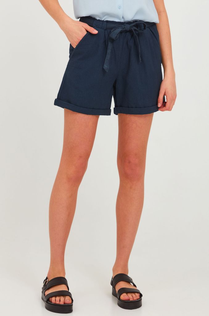 Damen Shorts OXLINA Relaxed-Fit Leinen-Optik weit geschnitten mit elastischem Bund Sommer