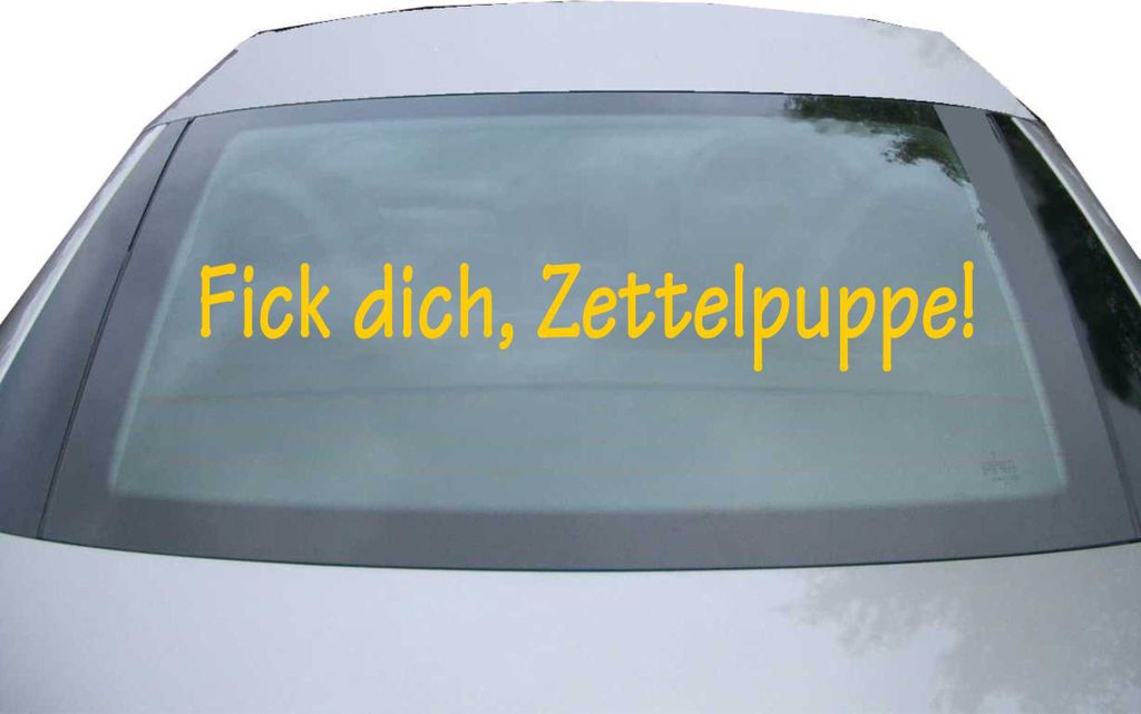 Indigos UG - Aufkleber Heckscheibe & Motorklappe DE2055 - gold - 600x85 mm - Fick dich Zettelpuppe - Auto Scheiben Fenster Heckklappe Tuning Racing...