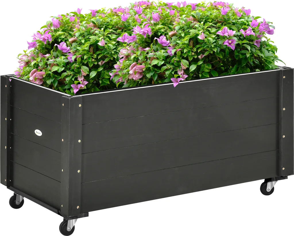 Bac à fleurs surélevé ergonomique en bois noir pour jardiner sans effort