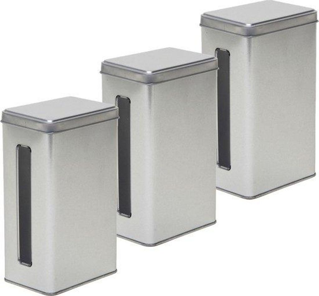 Küchen Aufbewahrungsbox mit Fenster - 6er - 11 x 7 x 17 cm - Silber - Vorratsboxen