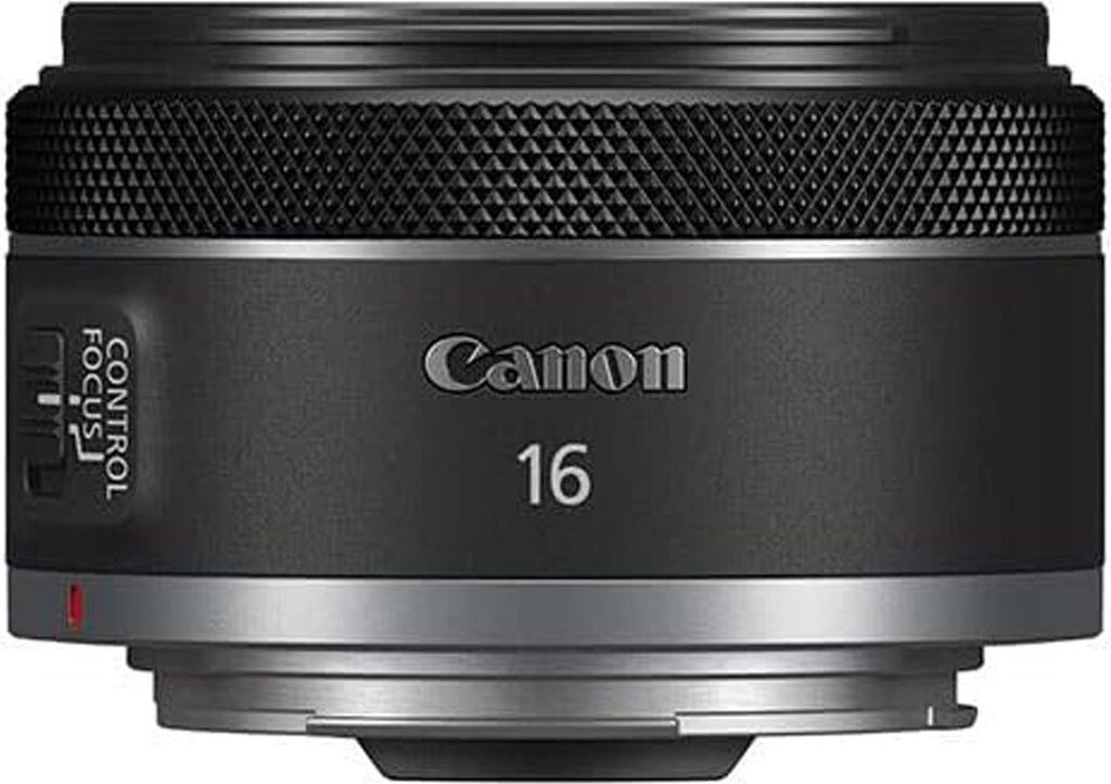 A close-up studio shot of a Canon camera lens.