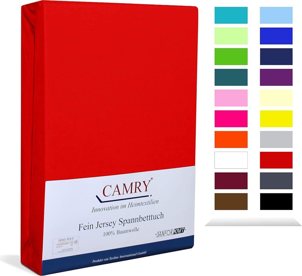 Camry Spannbettlaken 2er-Set 90x200cm - 100x200cm Rot Baumwolle Bettlaken Jersey Spannbetttuch 100