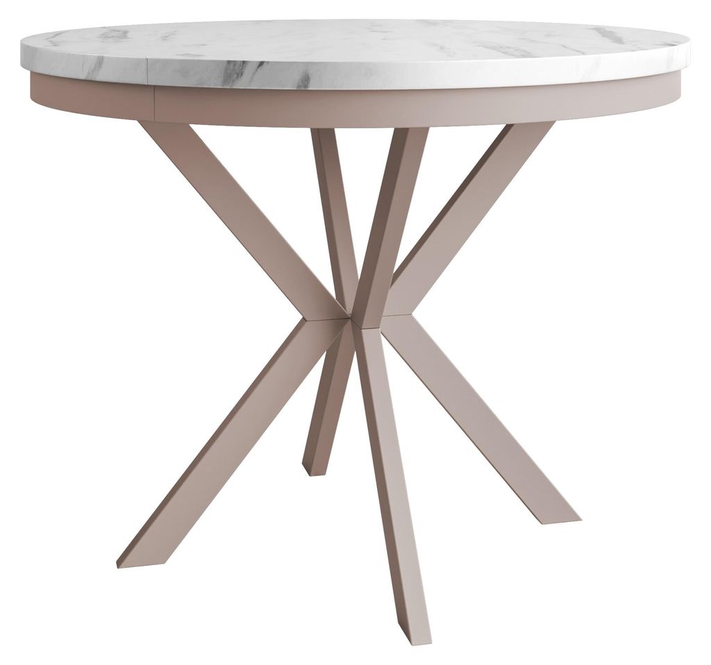 MIRJAN24 Tisch Edder 90, Esszimmer Tisch, Beine aus Stahl (Farbe: Cashmere / Bianco Marmor)