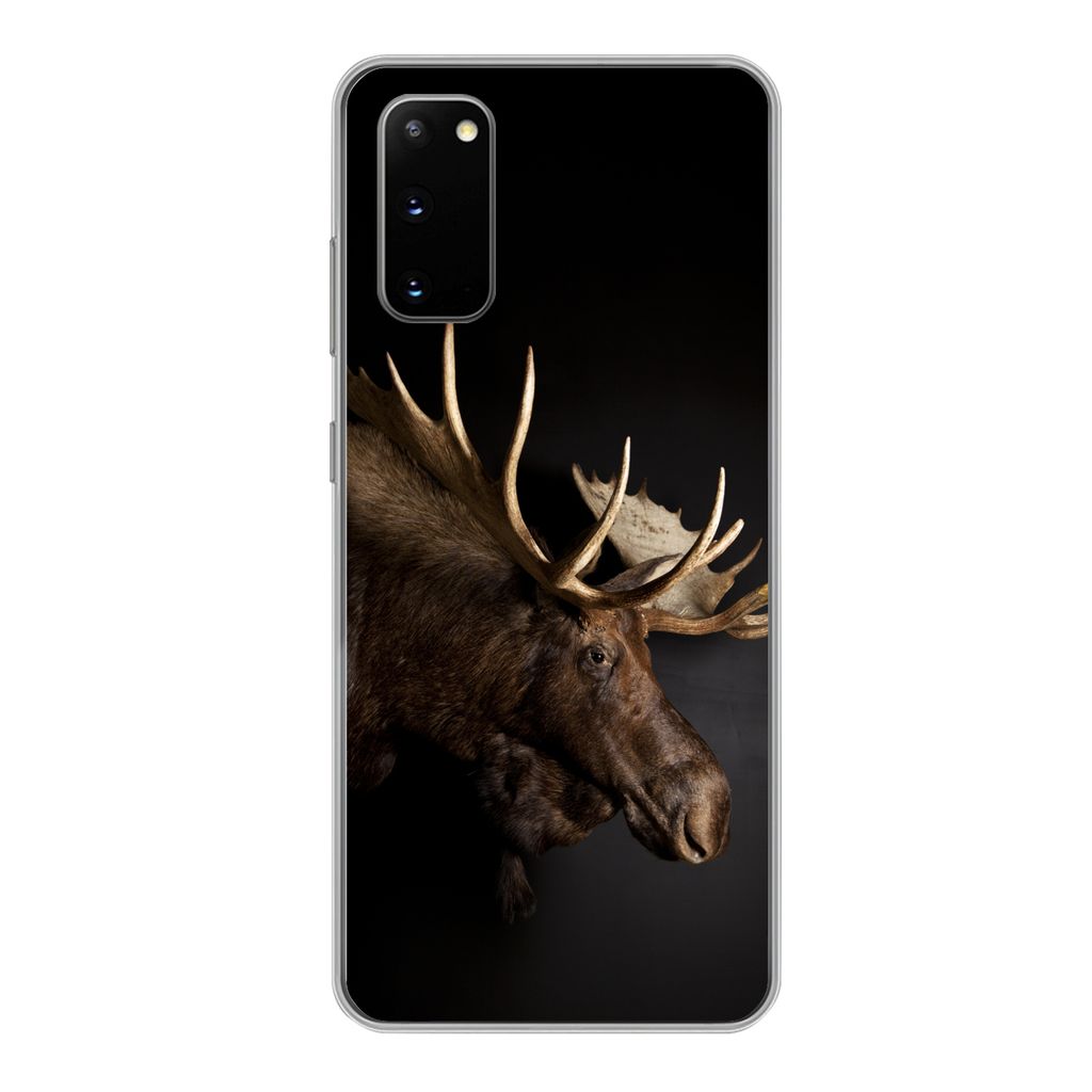 MuchoWow Handyhülle Schutzhülle Hülle für Samsung Galaxy S20 Elch - Geweih - Porträt Silikon Softcase Handy Hülle - Bild