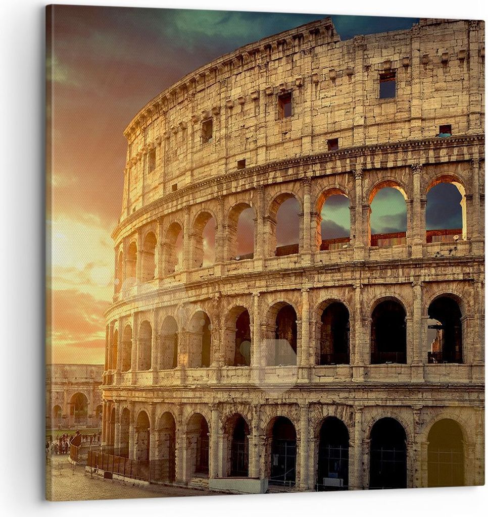 Bild auf Leinwand - Leinwandbild - Coloseum Roma Architektur Italien - 60x60cm - Wand Bild - Wanddeko - Leinwanddruck - Bilder - Kunstdruck - Leinw...
