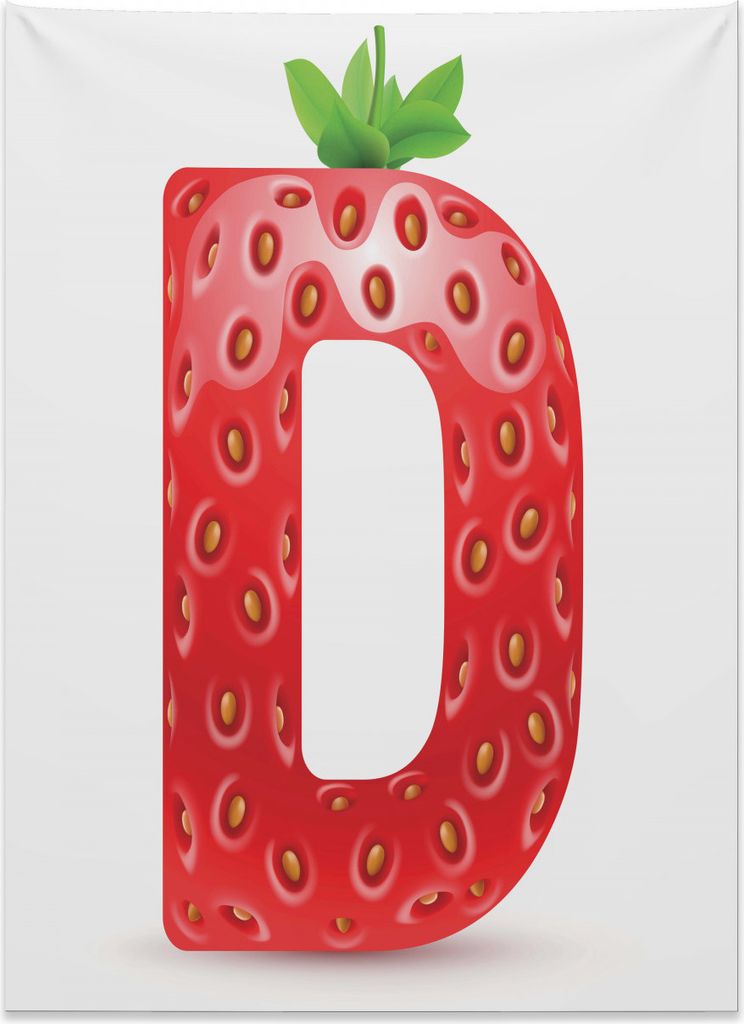 Abakuhaus Buchstabe D Wandteppich, Reifes frisches Frucht-Thema aus Weiches Mikrofaser Stoff Kein Verblassen Klare Farben Waschbar, 110 x 150 cm, Z...