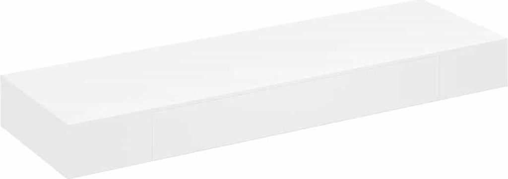 A white rectangular shelf on a white background.