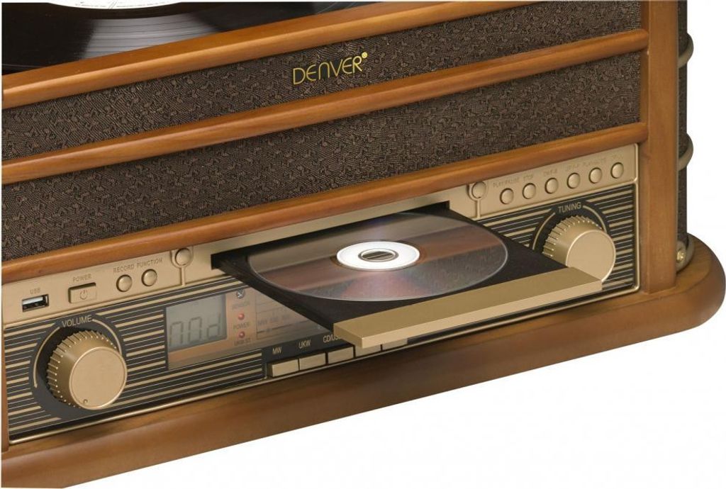 Denver MCR-50MK2 Retro drevený gramofón s rádiom CD kazetou Obrázok produktu 5