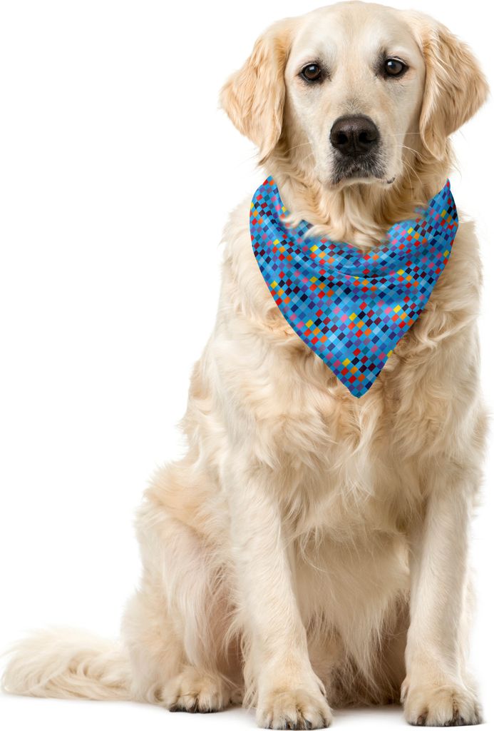 ABAKUHAUS Mosaik Haustier Bandana, Abstrakte moderne Rectangles, 40x40 cm, Deep Sky Blau Multicolor