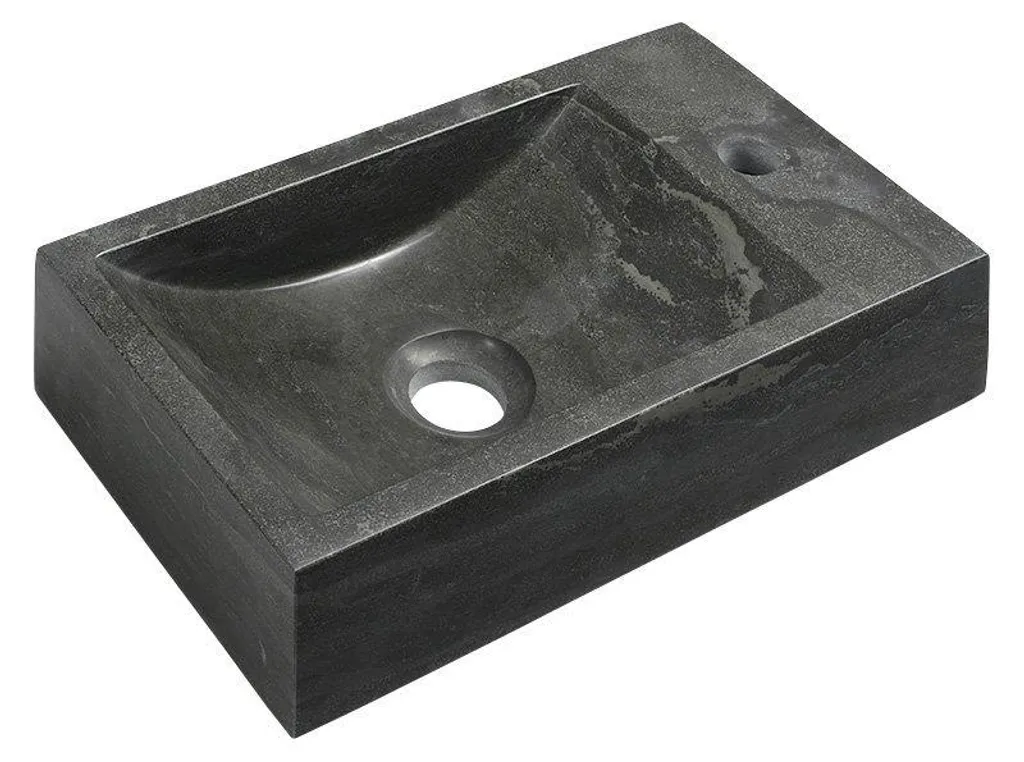 Lave-mains BLOK 2401-28 en pierre anthracite 40x10x22 cm trou à droite