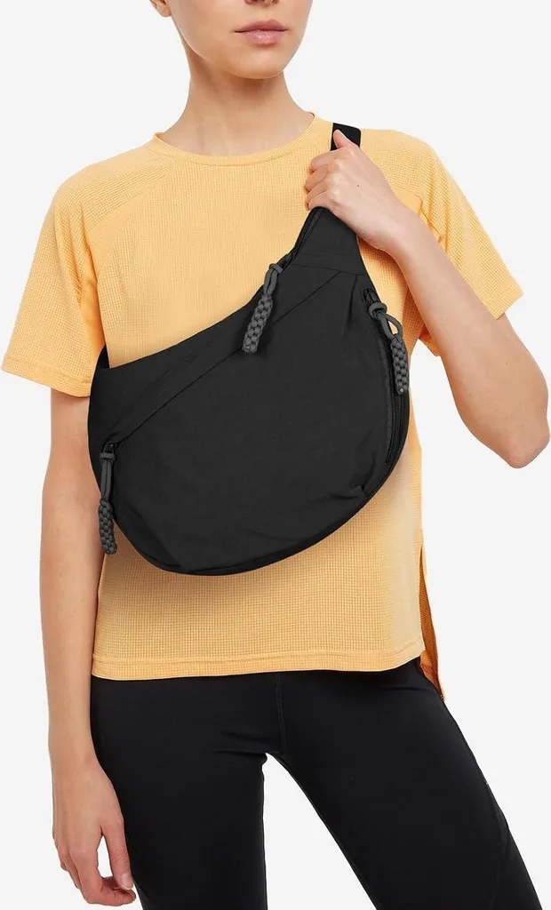 Borsa a Mezza Luna Donna Nylon Grande Crossbody - Pratica e Chic - 2