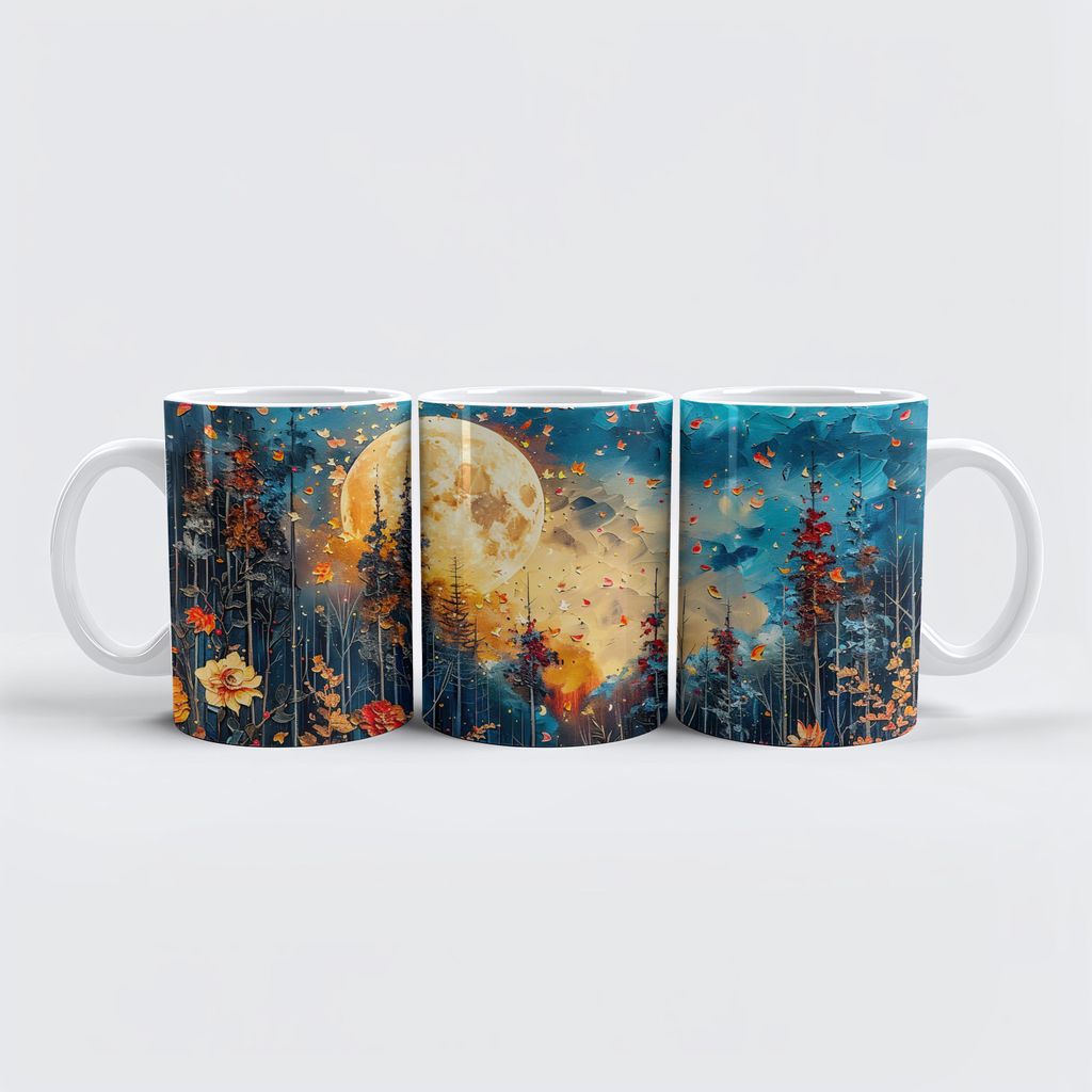 raxxa Premium-Tasse "Abstract watercolor illustration of full moon over forest"